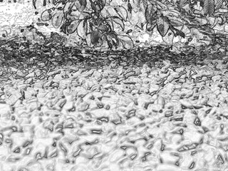 Stone ground pattern, natural stone texture, ground pavement bac. Pencil drawn sketch
