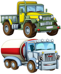 cartoon scene with heavy duty car truck transportation vehicle for construction site isolated illustration for children