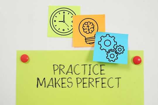 Practice makes perfect is shown as business and educational concept