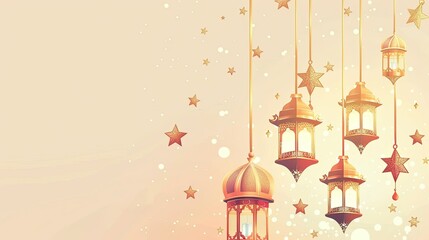 Golden Ramadan Lanterns and Stars