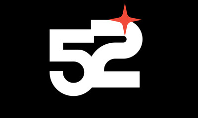 52 Star Logo Orange Modern Light Simple