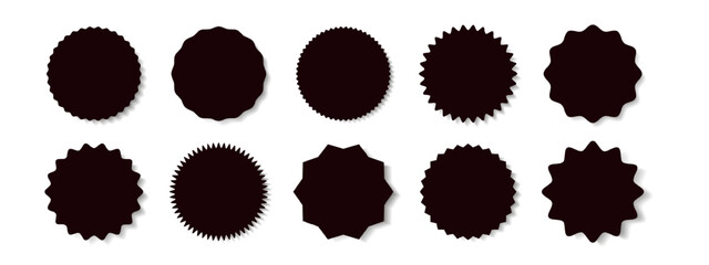  Various black silhouette seals and badges with different shapes on transparent background, representing concepts of quality and certification
