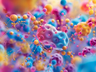 Obraz premium Artistic rendering of air molecules before and after filtration using dots of varying sizes and colors
