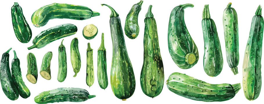 zuccini watercolor clipart