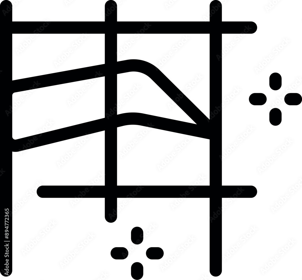 Poster line chart is representing a decreasing trend in statistical data analysis