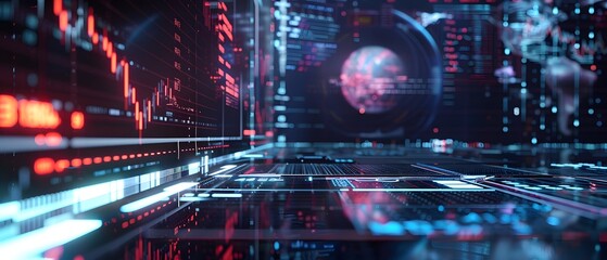 Obraz premium Futuristic Digital Interface with Data and Globe.