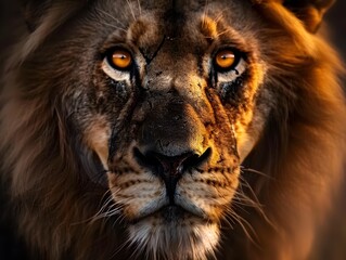 The Regal Gaze of a Majestic Lion Rendered in a Dramatic Cinematic Style