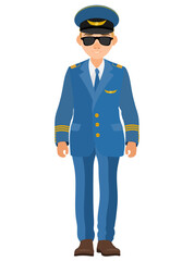pilot uniform suit work clothes vector illustration isolated on white background