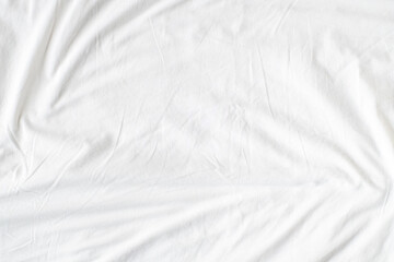 Abstract White Bedding Sheets or White wrinkled fabric background texture and Texture with copy-space :Creased or wrinkled white fabric,Soft focus