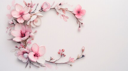 Pink Blossoms Forming Circular Frame