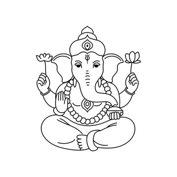 Line art illustration of Lord Ganpati for Ganesh Chaturthi festival in India