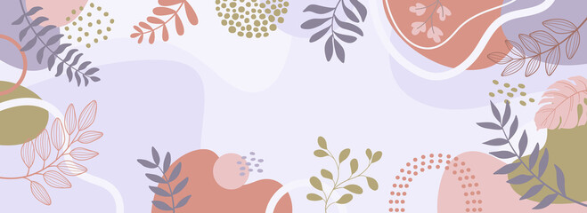 .Colorful poster background vector illustration.Exotic plants, branches,art print for beauty, fashion and natural products,wellness, wedding and event.