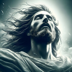 Fototapeta premium Ascension of Jesus. Divine face image