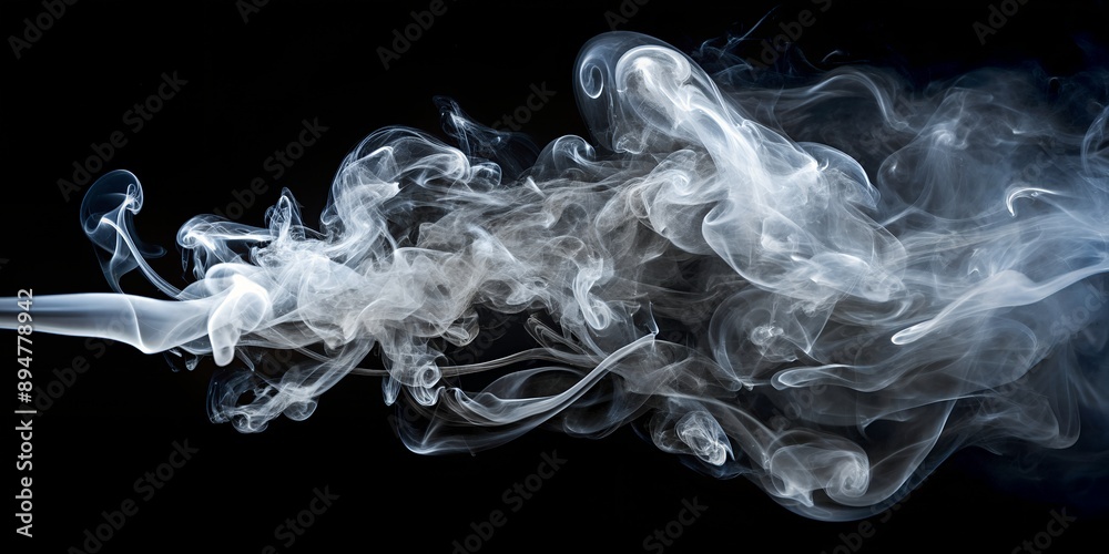 Canvas Prints White cigarette smoke on black background Creative AI