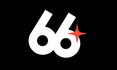 66 Star Logo Orange Modern Light Simple