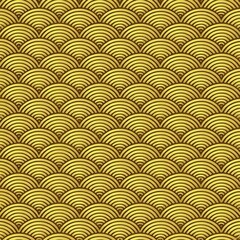 illustration background of gold japanese wave pattern