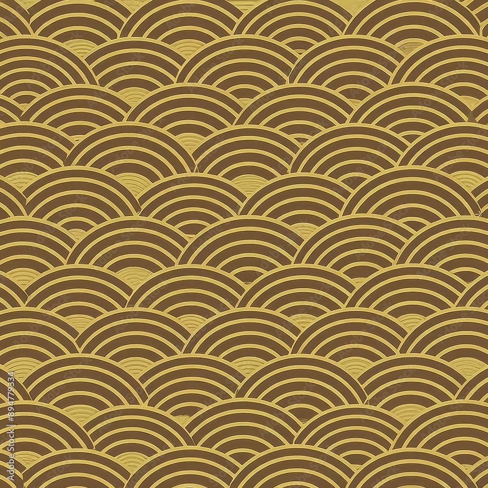 Wall mural illustration background of gold japanese wave pattern