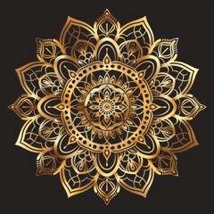 Mandala Illustration. Beautiful Gold Line Art Clip Art Design for Tattoo and Fashion Decoration