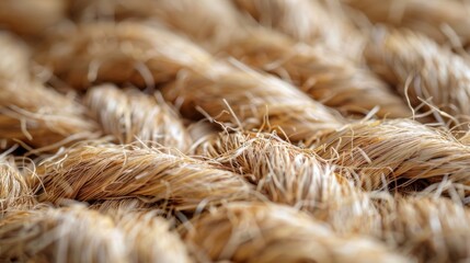 Close-up of Coiled Natural Fiber Rope
