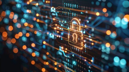 Obraz premium Cybersecurity Concept with Digital Lock