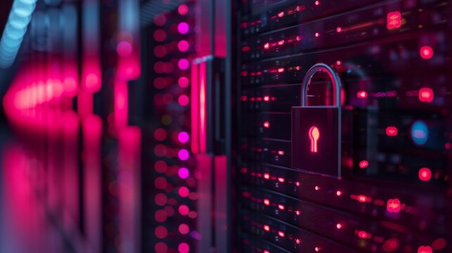 Cybersecurity Concept with Data Center Lock
