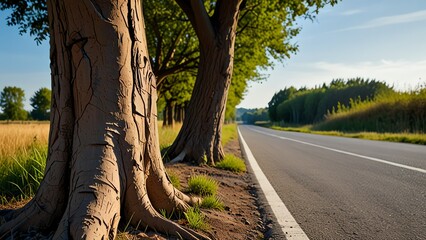 Fototapeta premium Trunk of tree on the road