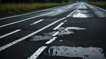 Water patches on the road
