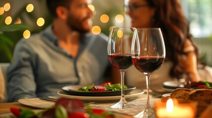 Obraz premium Romantic Dinner Setting with Wine Glasses