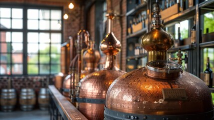 Distillery Interior with Copper Stills