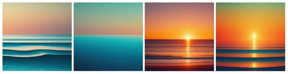 Obraz premium Summer backgrounds. Set of greative gradients in summer colors. Ocean horizon, beach and sunsets wallpaper.