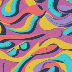 Fototapeta premium 70's 80 's 90's seamless patterns, abstract vivid illustration graphics in retro vintage style for apparel. Flyer. poster, banner elements.