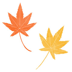 紅葉のアイコンセット、水彩