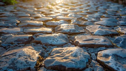 Sunlit Cobblestone Pathway