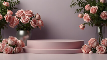 bouquet of pink roses, ai generated