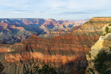 High angle view of red rocks and cliffs at the valley of Grand Canyon, Arizona, USA
