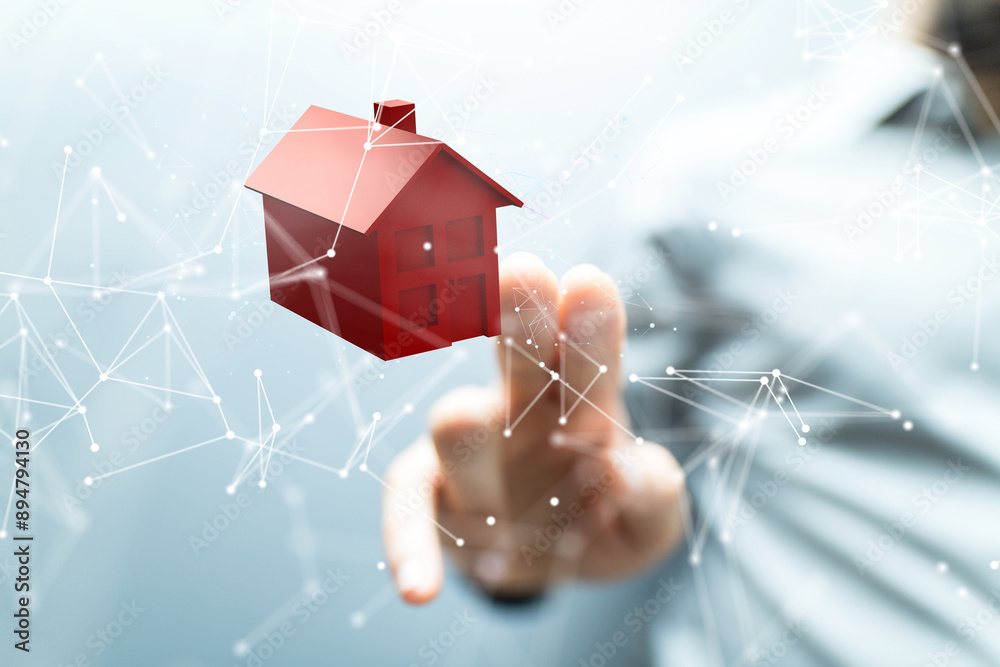 Aufkleber house. data big data visualization background.abstract technology