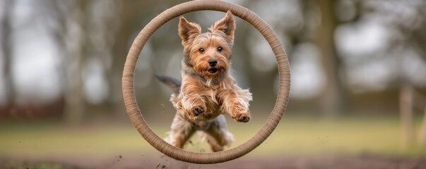 Photo of Dog Performing Canine Freestyle Sport Through Hoop