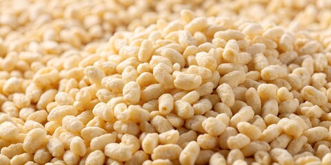 Closeup of puffed rice cereal filling the frame AI-Created Content