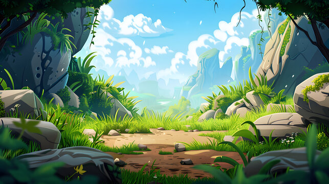 2D game level background asset, grass, gaming backdrop, sand, dirt, platformer game elements, level builder elements