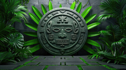 Explore an ancient stone artifact surrounded by lush greenery, evoking mystery and history in a tropical setting.