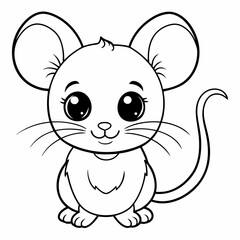 Cute Cartoon Mouse Coloring Sheet Outline Sketch Drawing Vector