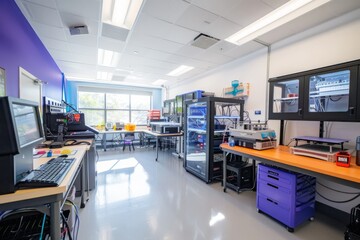 Obraz premium Modern computer lab with servers and equipment.
