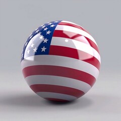 Obraz premium USA flag in Round ball, 3D render, sphere, united states of america.