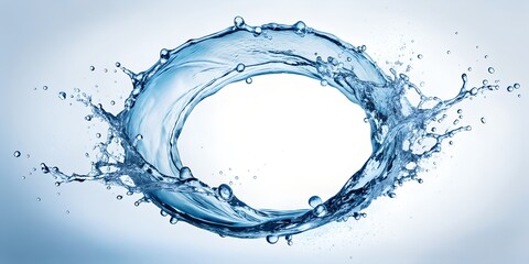 dynamic water splash forming perfect circle highspeed photography crisp details suspended droplets white background AI Generativ