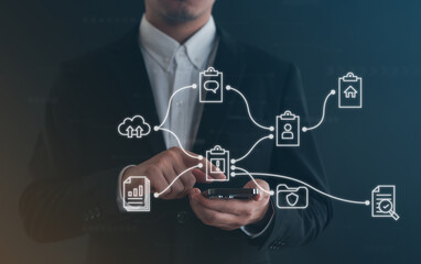 Document Management System (DMS), online documentation database and documentation in enterprise, knowledge,  Corporate business technology and process automation to efficiently manage files.