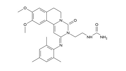 ensifentrine molecule, structural chemical formula, ball-and-stick model, isolated image pde3 inhibitors