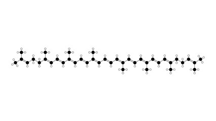 lycopene molecule, structural chemical formula, ball-and-stick model, isolated image e160d