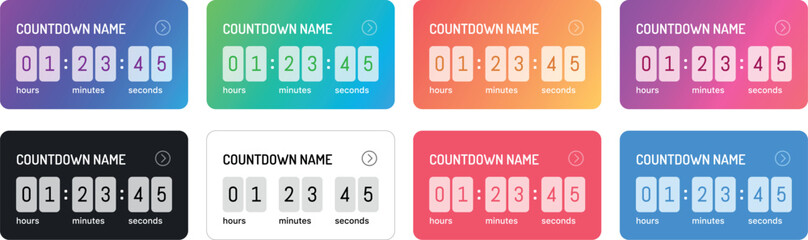 Editable Vector Illustration of Instagram Countdown Widget. Customizable Timer for Social Media Posts, Marketing, and Digital Design. Gradient collection set