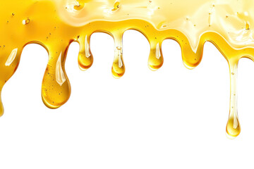 PNG Golden honey dripping on white