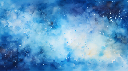 Obraz premium Blue Splashes Particles Watercolor Painting, Abstract Image, Texture, Pattern Background, Wallpaper, Cover and Screen of Smartphone, Cell Phone, Computer, Laptop, Format 9:16 and 16:9